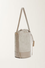 Fabiana Filippi Suede and Leather Bucket Bag in Grey Vancouver. Shop Online or in Store.