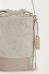 Fabiana Filippi Suede and Leather Bucket Bag in Grey Vancouver. Shop Online or in Store.