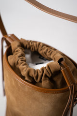 Fabiana Filippi Suede and Leather Bucket Bag in Sienna Vancouver. Shop Online or in Store.