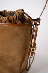 Fabiana Filippi Suede and Leather Bucket Bag in Sienna Vancouver. Shop Online or in Store.