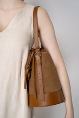 Fabiana Filippi Suede and Leather Bucket Bag in Sienna Vancouver. Shop Online or in Store.