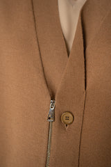 Fabiana Filippi V-Neck Cardigan with Zip Detail in Sienna Vancouver. Shop Online or in Store.