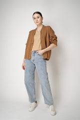 Fabiana Filippi V-Neck Cardigan with Zip Detail in Sienna Vancouver. Shop Online or in Store.