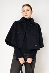 Fabiana Filippi Virgin Wool Cropped Bell Shaped Coat in Navy Vancouver. Shop Online or in Store.