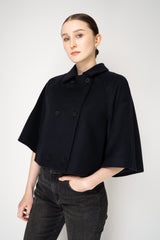 Fabiana Filippi Virgin Wool Cropped Bell Shaped Coat in Navy Vancouver. Shop Online or in Store.
