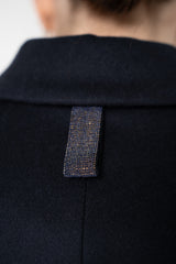 Fabiana Filippi Virgin Wool Cropped Bell Shaped Coat in Navy Vancouver. Shop Online or in Store.