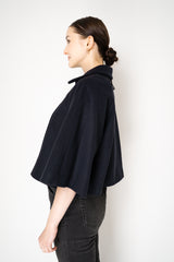 Fabiana Filippi Virgin Wool Cropped Bell Shaped Coat in Navy Vancouver. Shop Online or in Store.