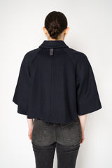 Fabiana Filippi Virgin Wool Cropped Bell Shaped Coat in Navy Vancouver. Shop Online or in Store.