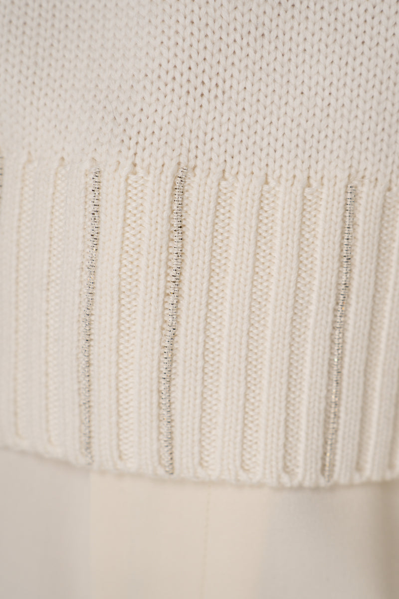 Fabiana Filippi Virgin Wool Knit Cropped Turtleneck Pullover in Ivory Vancouver. Shop Online or in Store.