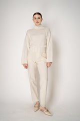 Fabiana Filippi Virgin Wool Knit Cropped Turtleneck Pullover in Ivory Vancouver. Shop Online or in Store.