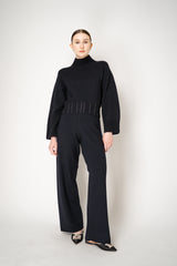 Fabiana Filippi Virgin Wool Knit Cropped Turtleneck Pullover in Navy Vancouver. Shop Online or in Store.
