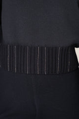 Fabiana Filippi Virgin Wool Knit Cropped Turtleneck Pullover in Navy Vancouver. Shop Online or in Store.