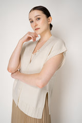 Fabiana Filippi Virgin Wool Knit V-neck Vest in Ivory Vancouver. Shop Online or in Store.