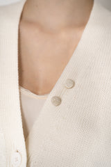 Fabiana Filippi Virgin Wool Knit V-neck Vest in Ivory Vancouver. Shop Online or in Store.