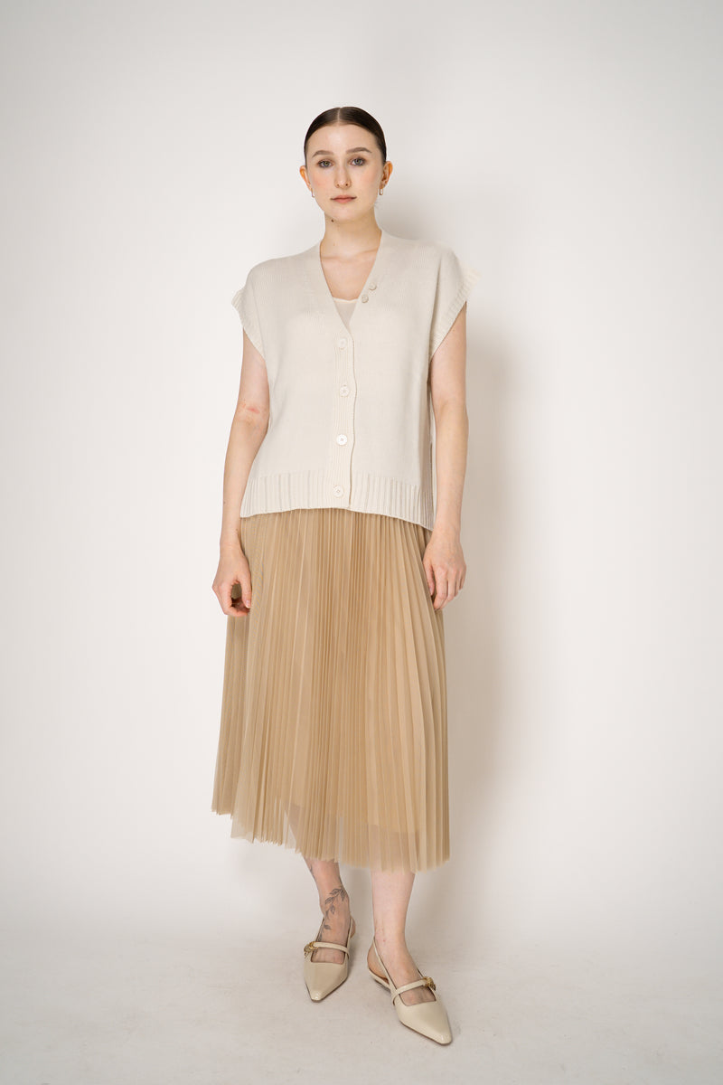 Fabiana Filippi Virgin Wool Knit V-neck Vest in Ivory Vancouver. Shop Online or in Store.