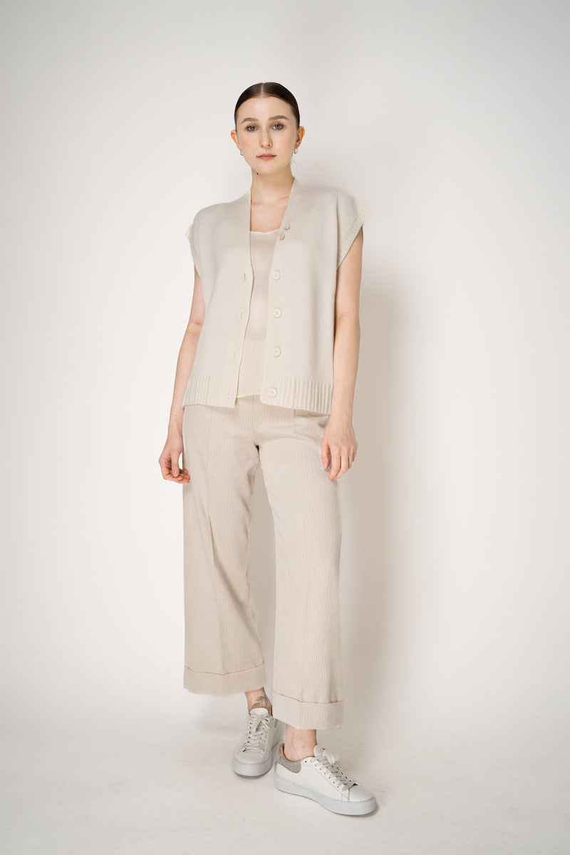 Fabiana Filippi Virgin Wool Knit V-neck Vest in Ivory Vancouver. Shop Online or in Store.