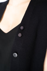Fabiana Filippi Virgin Wool Knit V-neck Vest in Navy Vancouver. Shop Online or in Store.