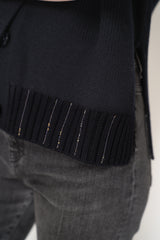 Fabiana Filippi Virgin Wool Knit V-neck Vest in Navy Vancouver. Shop Online or in Store.