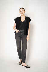 Fabiana Filippi Virgin Wool Knit V-neck Vest in Navy Vancouver. Shop Online or in Store.