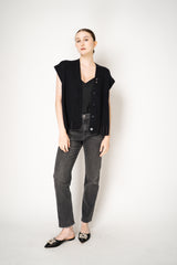 Fabiana Filippi Virgin Wool Knit V-neck Vest in Navy Vancouver. Shop Online or in Store.