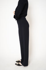 Fabiana Filippi Virgin Wool Wide Leg Knit Pants in Navy Vancouver. Shop Online or in Store.