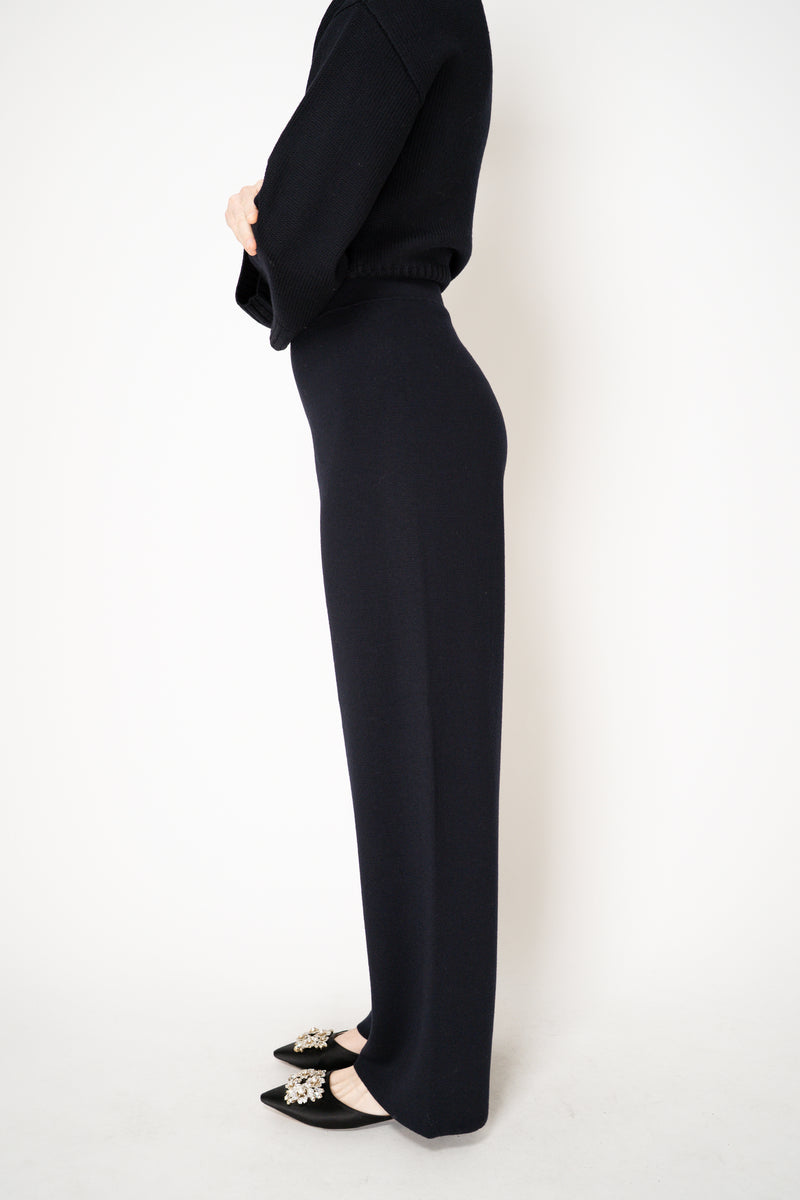 Fabiana Filippi Virgin Wool Wide Leg Knit Pants in Navy Vancouver. Shop Online or in Store.