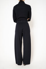 Fabiana Filippi Virgin Wool Wide Leg Knit Pants in Navy Vancouver. Shop Online or in Store.