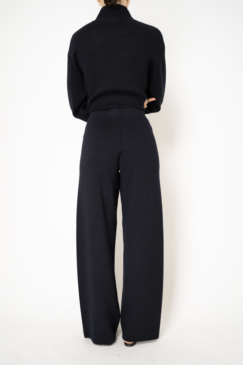 Fabiana Filippi Virgin Wool Wide Leg Knit Pants in Navy Vancouver. Shop Online or in Store.