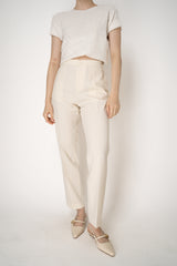 Fabiana Filippi Viscose Blend Taped Trousers in Ivory Vancouver. Shop Online or in Store.
