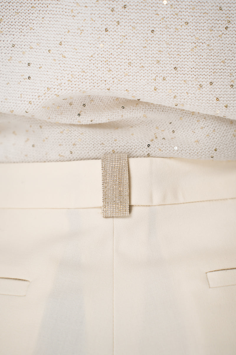 Fabiana Filippi Viscose Blend Taped Trousers in Ivory Vancouver. Shop Online or in Store.