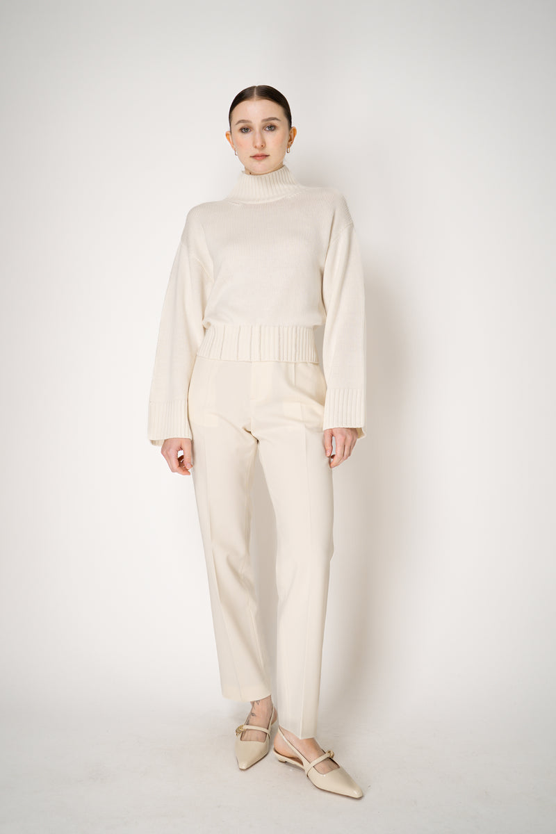 Fabiana Filippi Viscose Blend Taped Trousers in Ivory Vancouver. Shop Online or in Store.