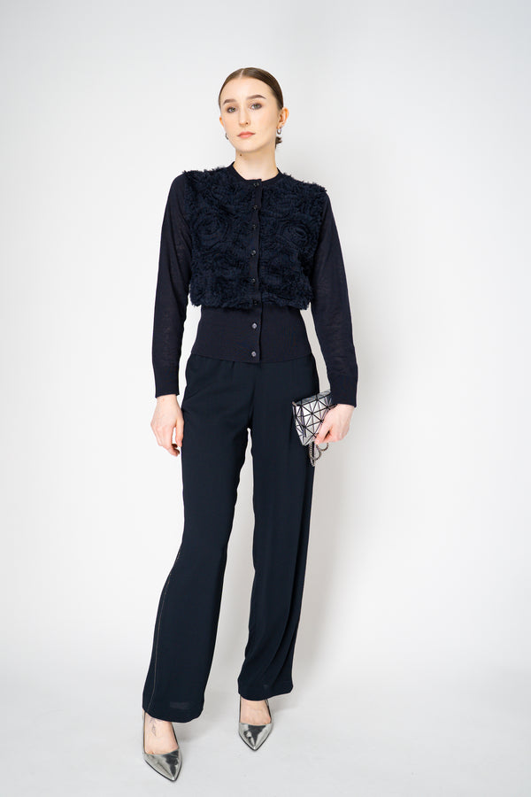 Fabiana Filippi Viscose Crepe Straight Leg Trousers in Navy Vancouver. Shop Online or in Store.