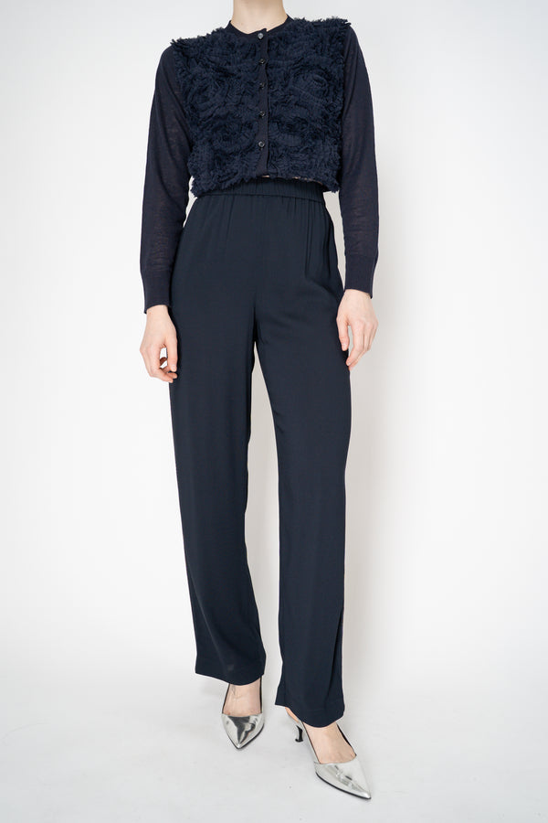 Fabiana Filippi Viscose Crepe Straight Leg Trousers in Navy Vancouver. Shop Online or in Store.