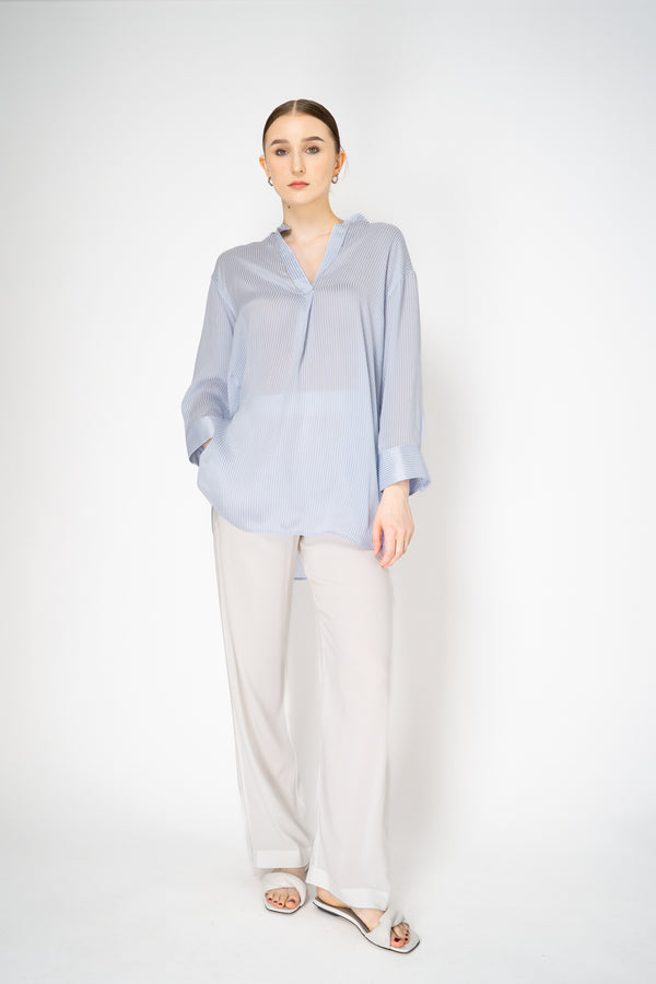 Fabiana Filippi Viscose Crepe Straight Leg Trousers in White Vancouver. Shop Online or in Store.