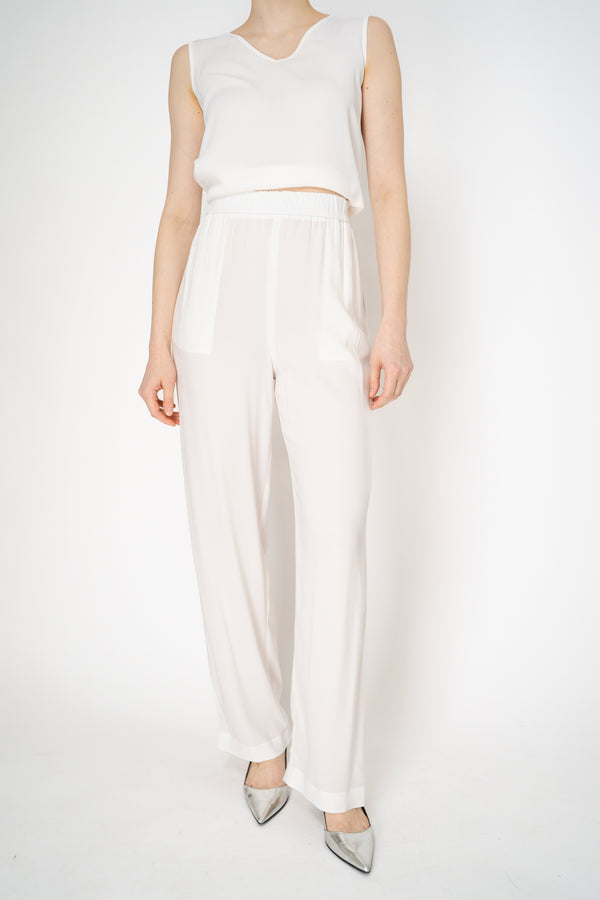Fabiana Filippi Viscose Crepe Straight Leg Trousers in White Vancouver. Shop Online or in Store.