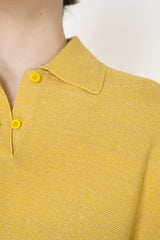 Fabiana Filippi Viscose Knit Polo Top with Lurex Details in Yellow Vancouver. Shop Online or in Store.