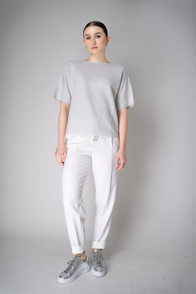 Fabiana Filippi Viscose Knit Top with Lurex in Silver Vancouver. Shop Online or in Store.