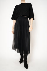 Fabiana Filippi Wool Blend Pleated Tulle Skirt in Black Vancouver. Shop Online or in Store.