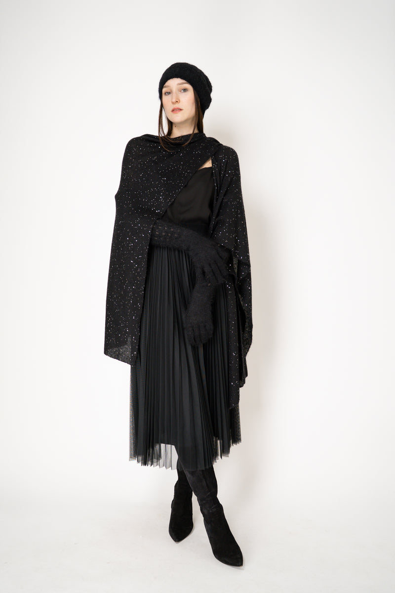 Fabiana Filippi Wool Blend Pleated Tulle Skirt in Black Vancouver. Shop Online or in Store.