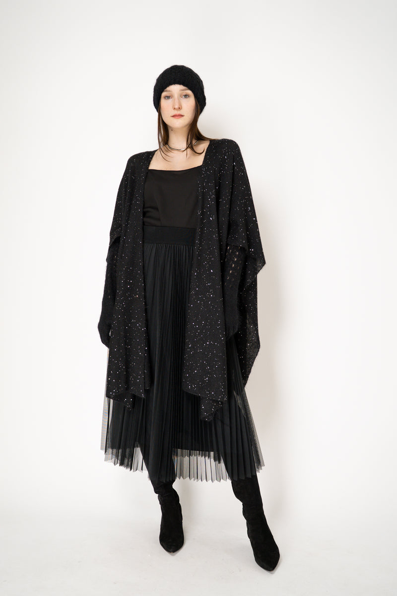 Fabiana Filippi Wool Blend Pleated Tulle Skirt in Black Vancouver. Shop Online or in Store.