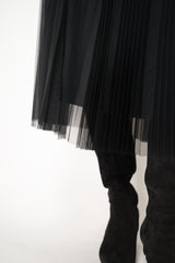 Fabiana Filippi Wool Blend Pleated Tulle Skirt in Black Vancouver. Shop Online or in Store.