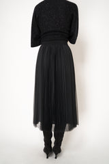 Fabiana Filippi Wool Blend Pleated Tulle Skirt in Black Vancouver. Shop Online or in Store.