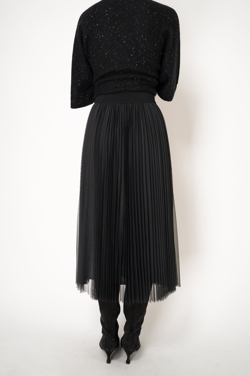 Fabiana Filippi Wool Blend Pleated Tulle Skirt in Black Vancouver. Shop Online or in Store.