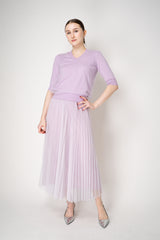 Fabiana Filippi Wool Blend Pleated Tulle Skirt in Lilla