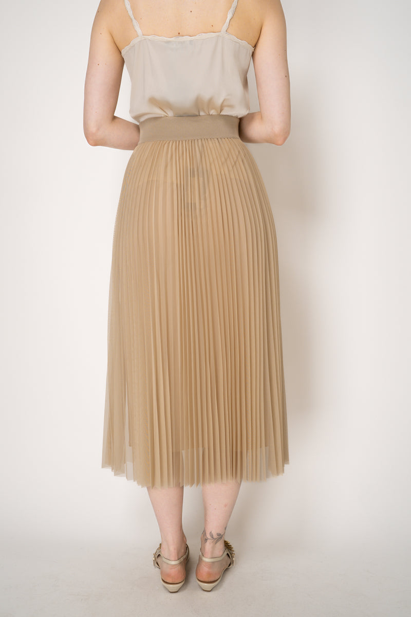 Fabiana Filippi Wool Blend Pleated Tulle Skirt in Nude Vancouver. Shop Online or in Store.