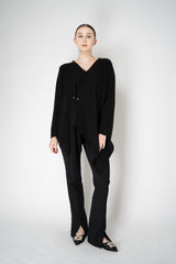 Fabiana Filippi Wool Cashmere Handkerchief Pullover with Pin Embellishment in Black Vancouver. Shop Online or in Store.