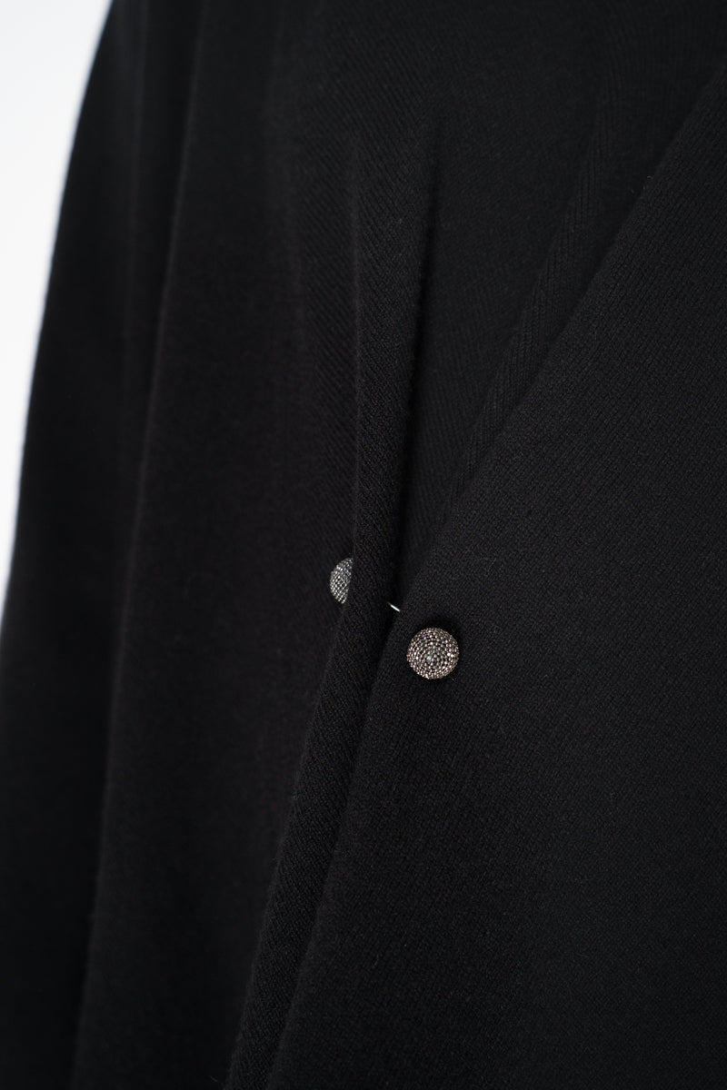 Fabiana Filippi Wool Cashmere Handkerchief Pullover with Pin Embellishment in Black Vancouver. Shop Online or in Store.