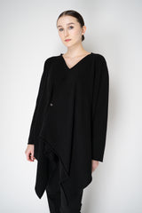 Fabiana Filippi Wool Cashmere Handkerchief Pullover with Pin Embellishment in Black Vancouver. Shop Online or in Store.