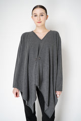 Fabiana Filippi Wool Cashmere Handkerchief Pullover with Pin Embellishment in Grey Vancouver. Shop Online or in Store.