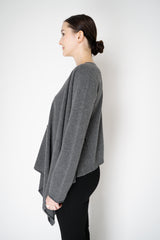 Fabiana Filippi Wool Cashmere Handkerchief Pullover with Pin Embellishment in Grey Vancouver. Shop Online or in Store.